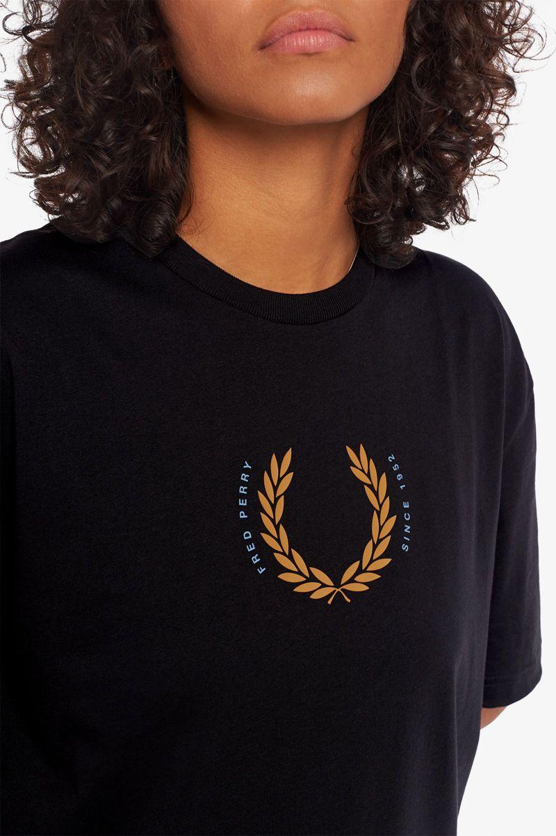 Black Fred Perry Laurel Wreath Women's T Shirts | PH 2038UZGT